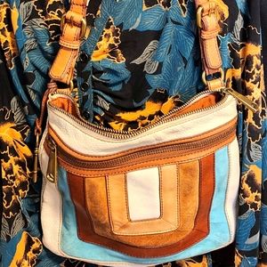 Fossil Leather and SuedeCrossbody Handbag